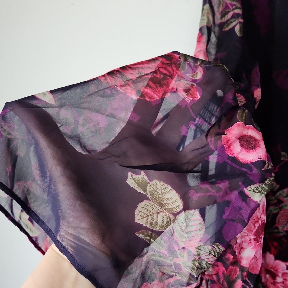 Roz & Ali Long Sleeve Floral Dress in Pink and Purple - Picture 4 of 7